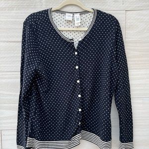 Emma James Liz Claiborne Navy and White Sweater